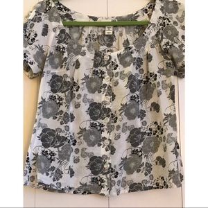 H&M Summer Floral Button Front Cropped Blouse